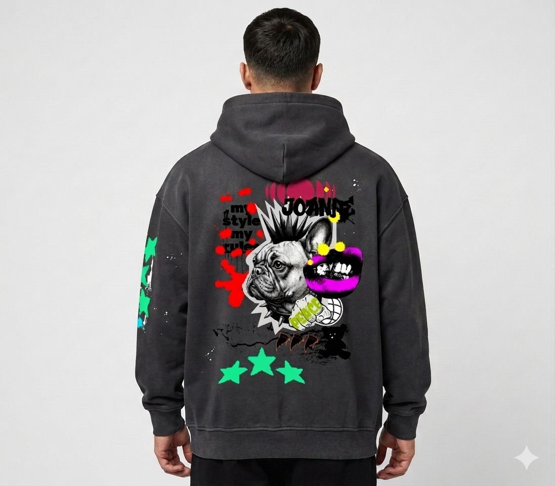 Vintage Washed Frayed Fleece Hoodie