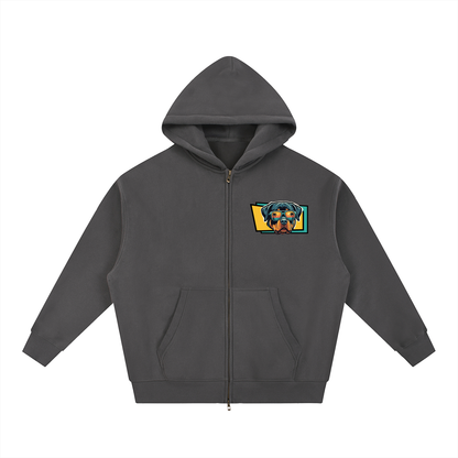 Oversized Fleece Boxy Hoodie Rottweiler