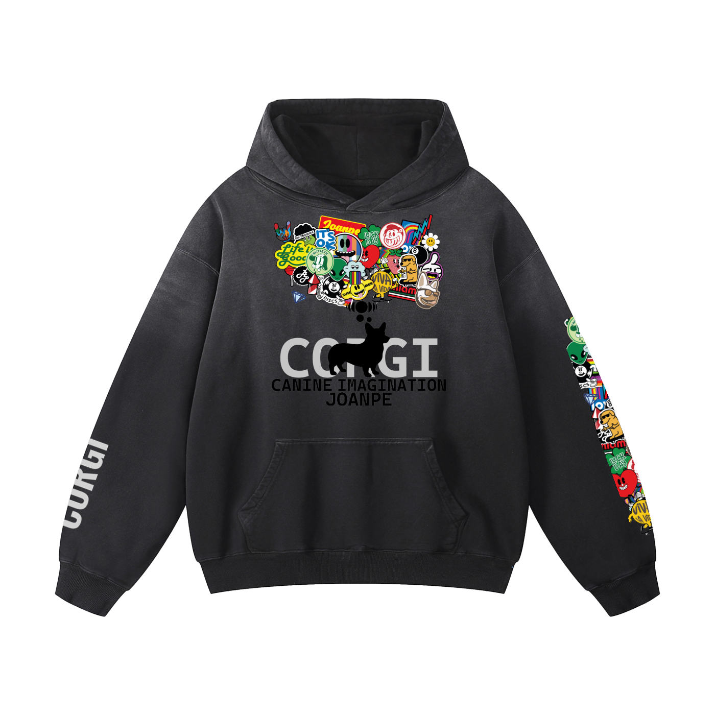 Heavyweight Sunfade Oversized Hoodie Corgi