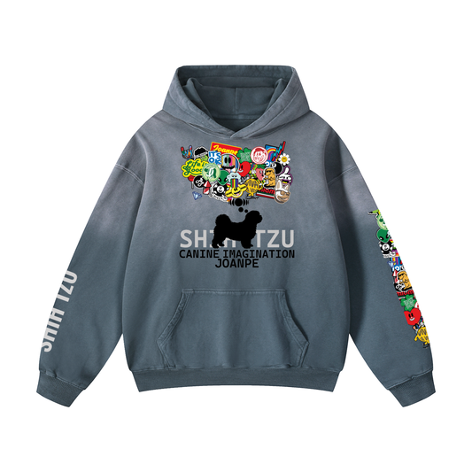 Heavyweight Sunfade Oversized Hoodie Shih Tzu