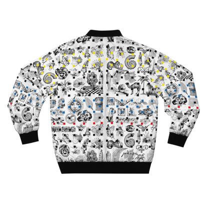 Graphic Collage Bomber Jacket — Retro Icons All-Over Print