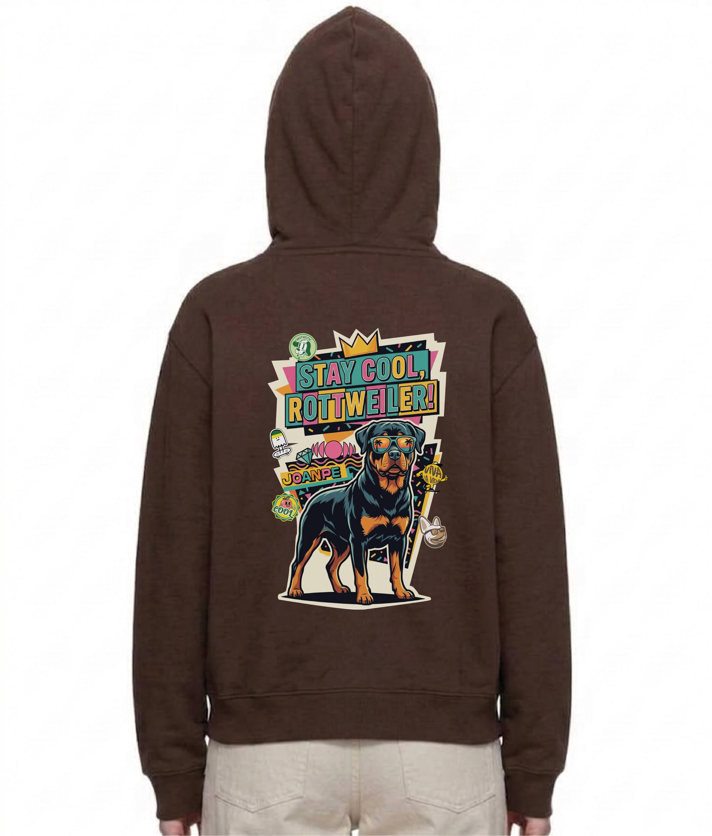 Oversized Fleece Boxy Hoodie Rottweiler