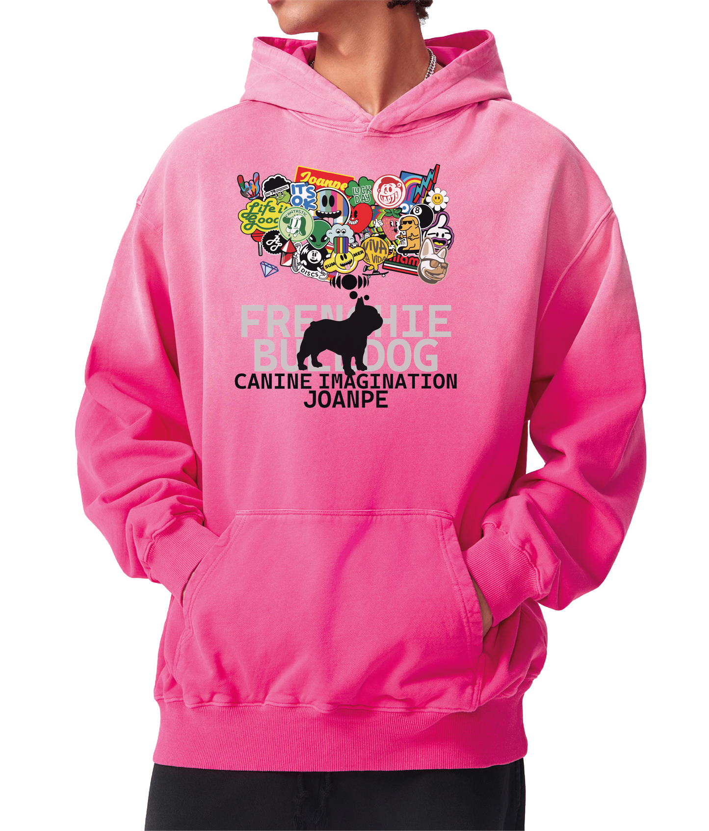 Heavyweight Sunfade Oversized Hoodie frenchie  bulldog