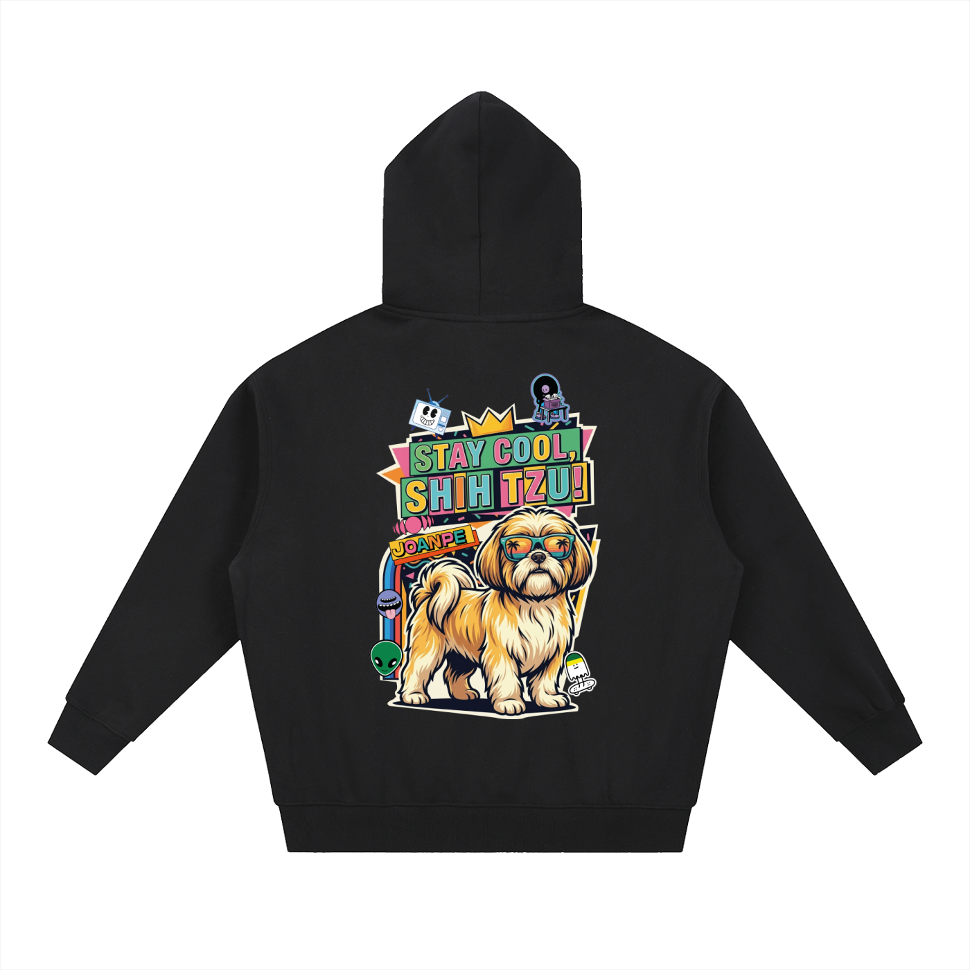 Oversized Fleece Boxy Hoodie Shih Tzu