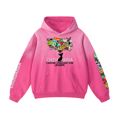 Heavyweight Sunfade Oversized Hoodie Chihuahua