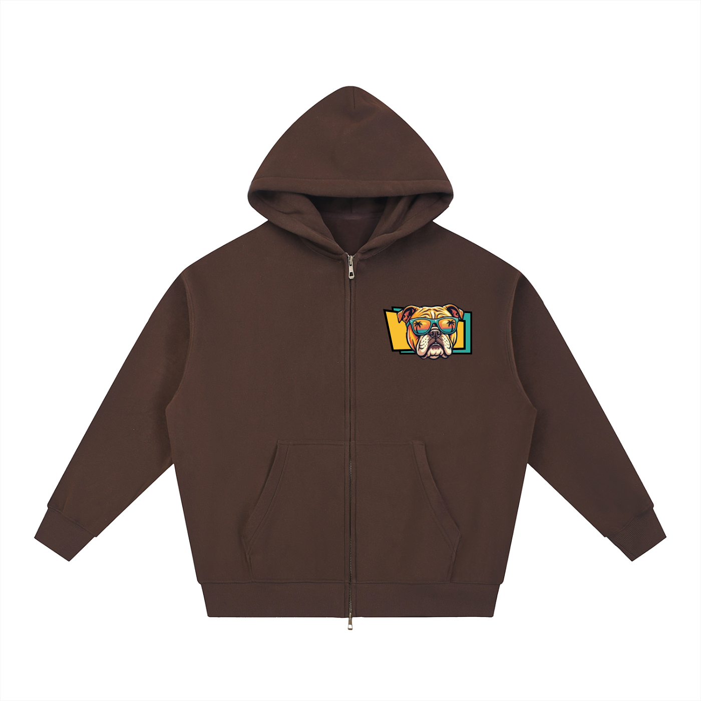 Oversized Fleece Boxy Hoodie Bulldog