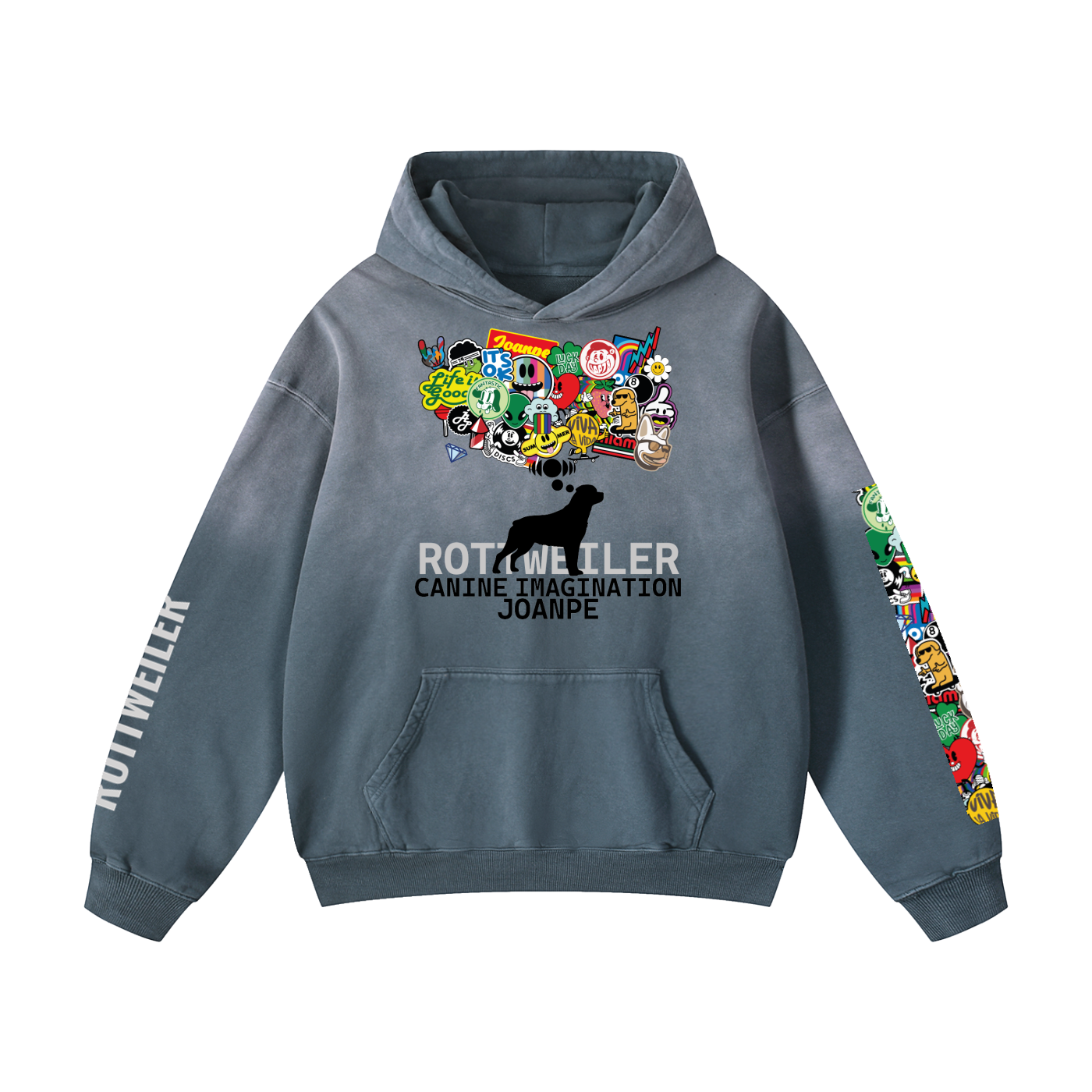 Heavyweight Sunfade Oversized Hoodie Rottweiler