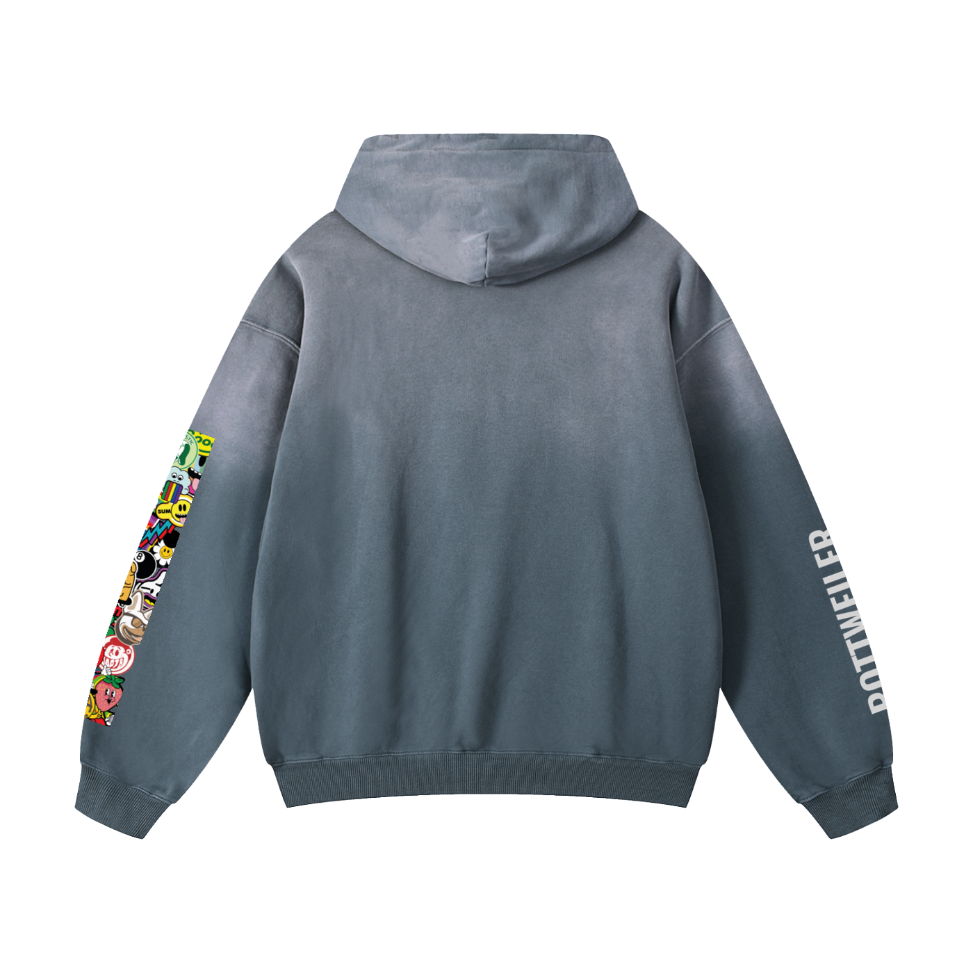 Heavyweight Sunfade Oversized Hoodie Rottweiler