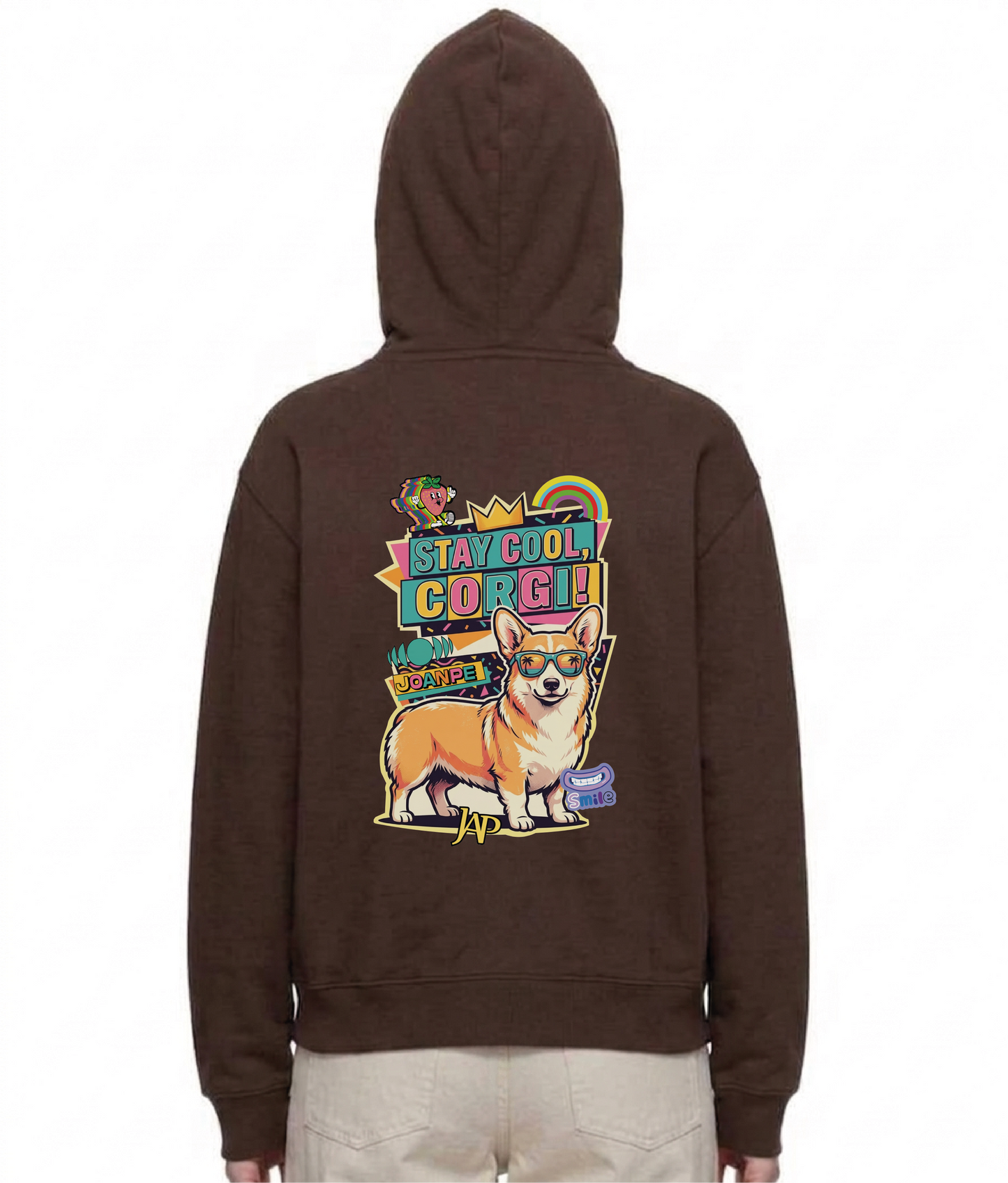 Oversized Fleece Boxy Hoodie Corgi