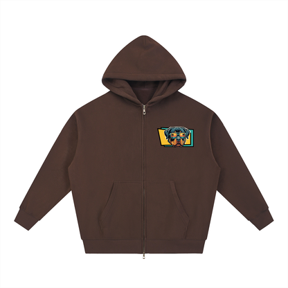 Oversized Fleece Boxy Hoodie Rottweiler