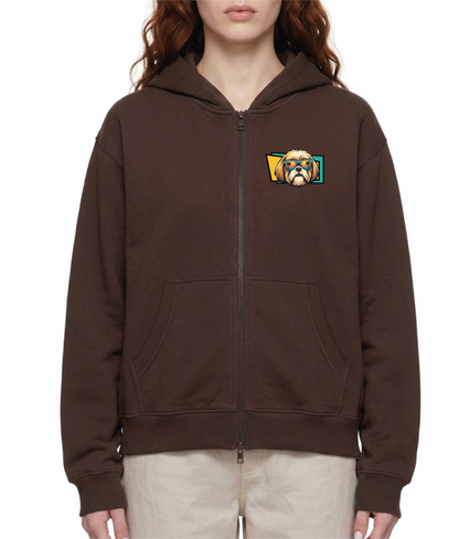 Oversized Fleece Boxy Hoodie Shih Tzu