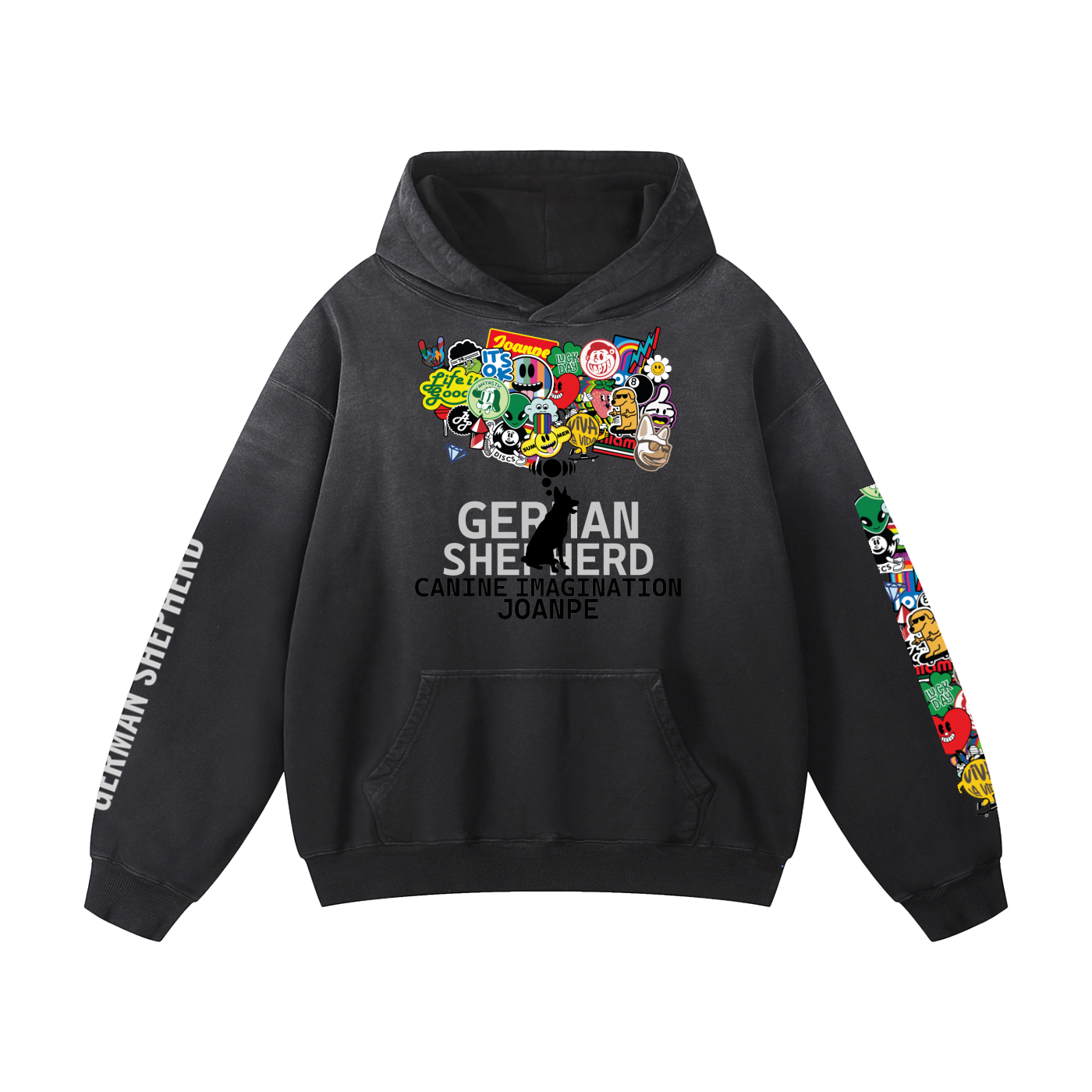 Heavyweight Sunfade Oversized Hoodie German Shepherd