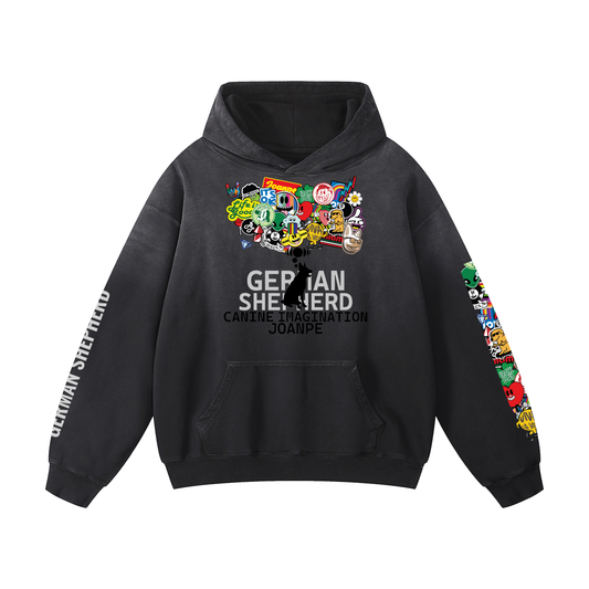 Heavyweight Sunfade Oversized Hoodie German Shepherd