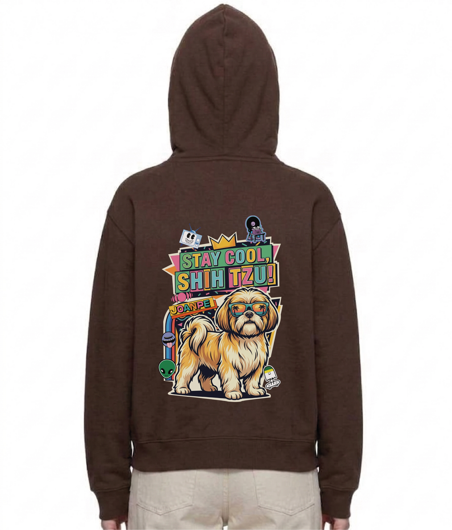 Oversized Fleece Boxy Hoodie Shih Tzu