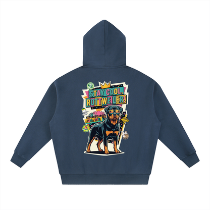 Oversized Fleece Boxy Hoodie Rottweiler