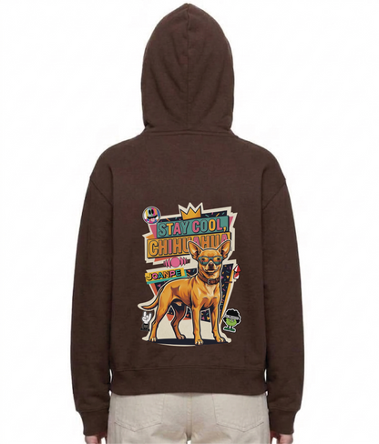 Oversized Fleece Boxy Hoodie Chihuahua