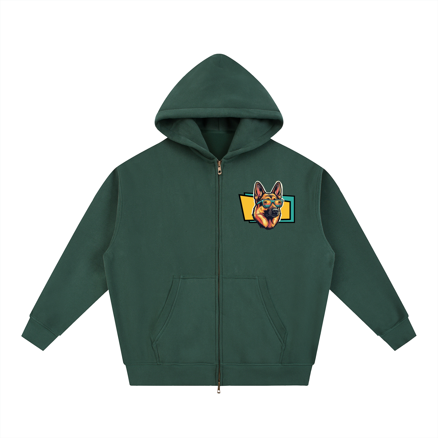 Oversized Fleece Boxy Hoodie German Shepherd
