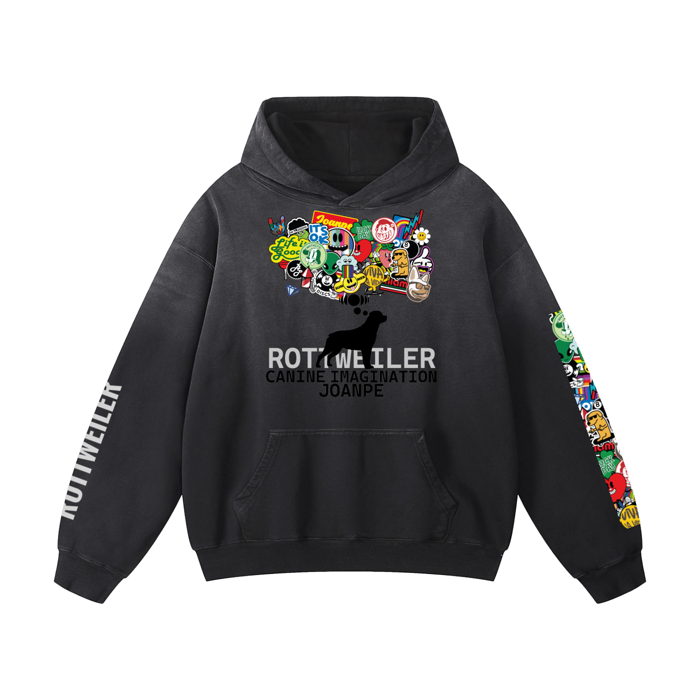 Heavyweight Sunfade Oversized Hoodie Rottweiler