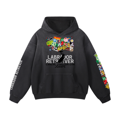 Heavyweight Sunfade Oversized Hoodie Labrador retriever