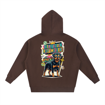 Oversized Fleece Boxy Hoodie Rottweiler