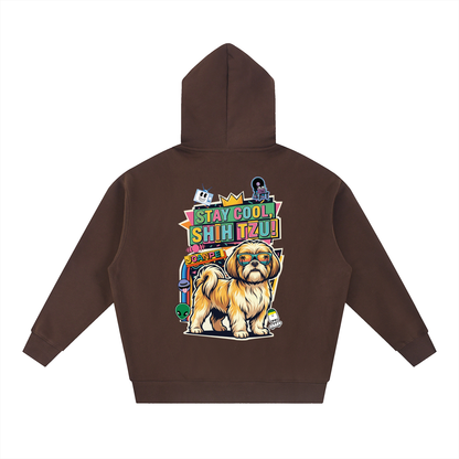 Oversized Fleece Boxy Hoodie Shih Tzu