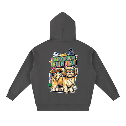 Oversized Fleece Boxy Hoodie Shih Tzu