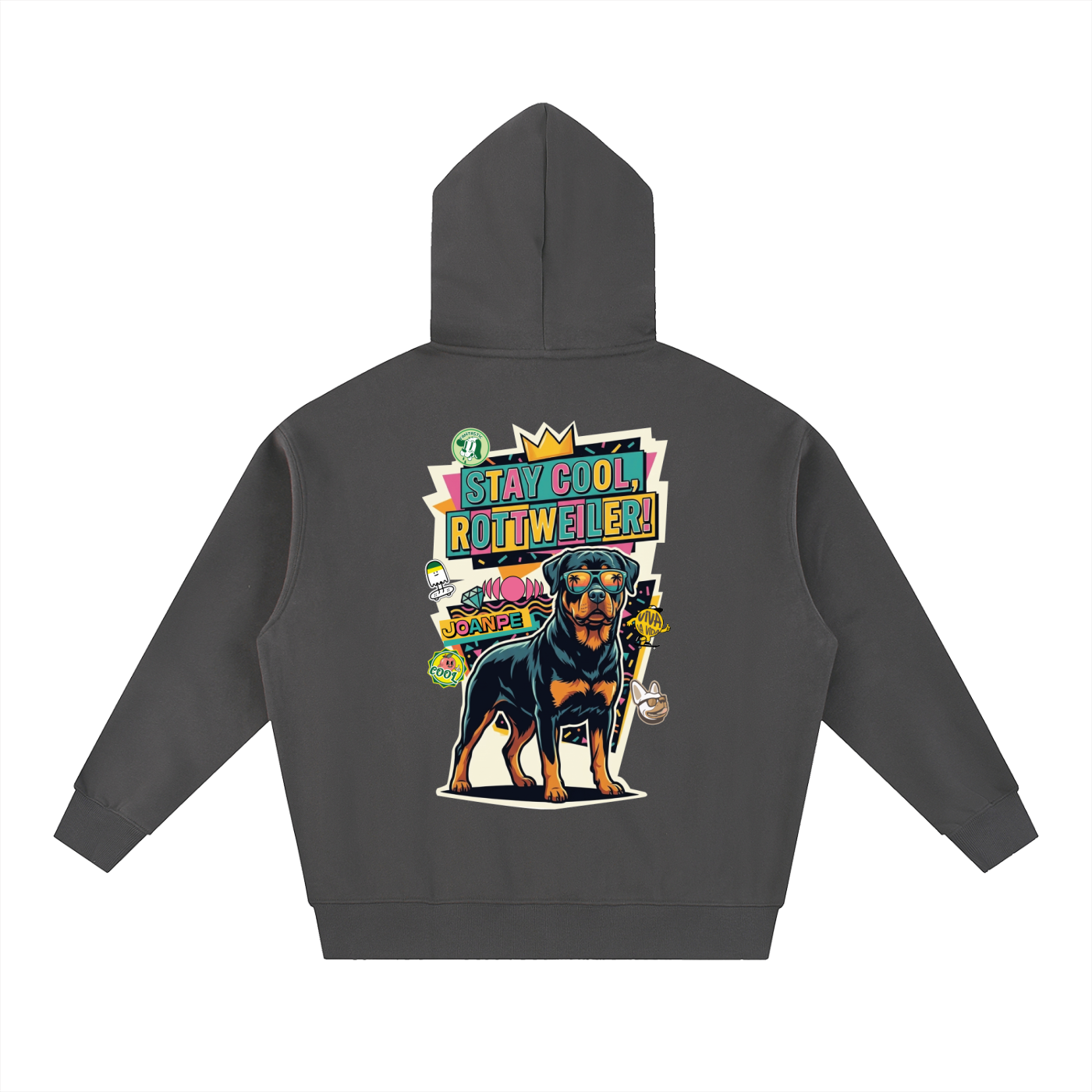 Oversized Fleece Boxy Hoodie Rottweiler