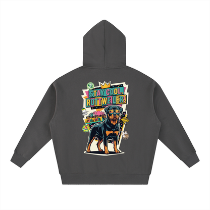 Oversized Fleece Boxy Hoodie Rottweiler
