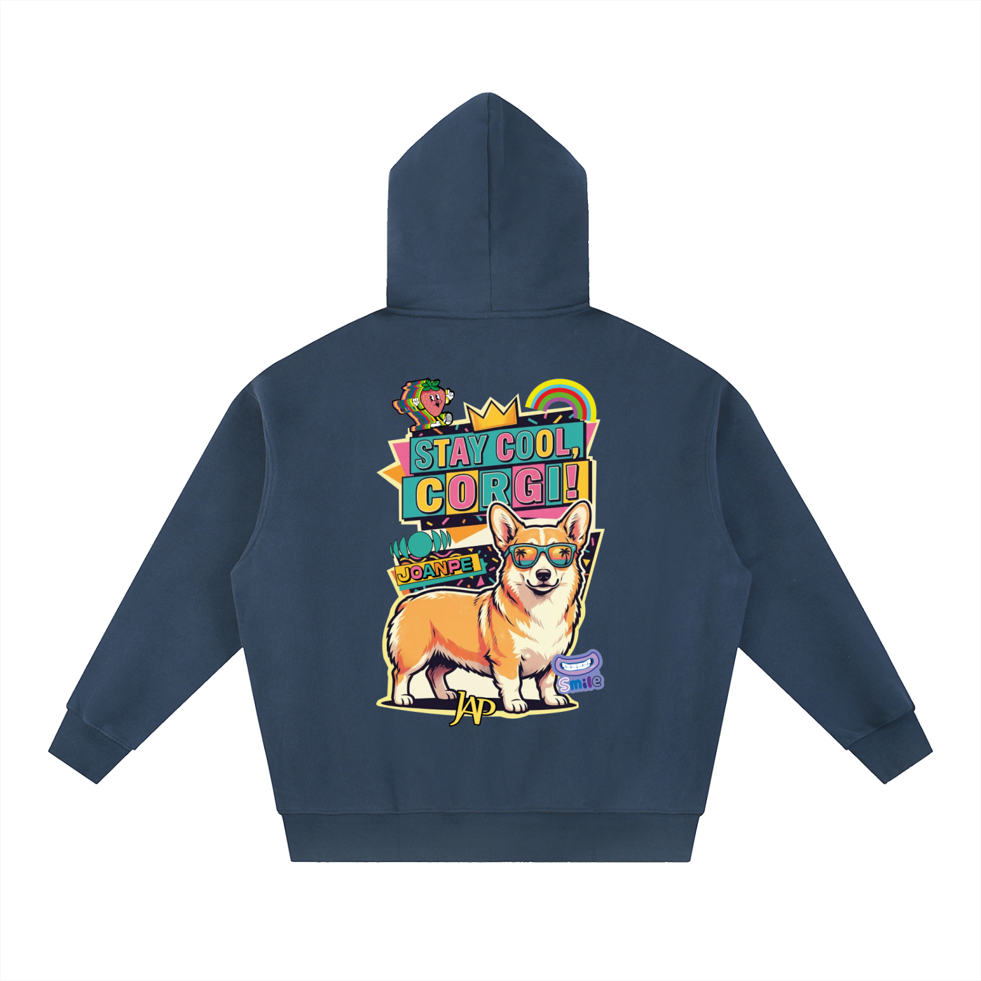 Oversized Fleece Boxy Hoodie Corgi