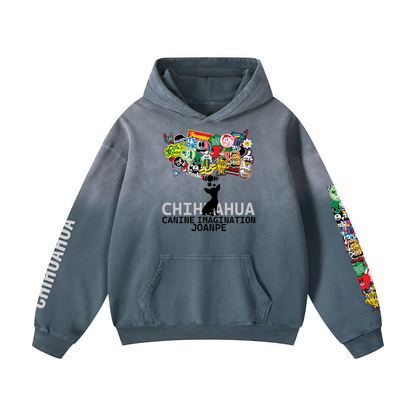 Heavyweight Sunfade Oversized Hoodie Chihuahua