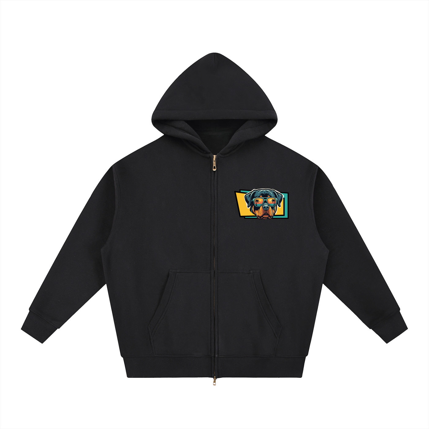 Oversized Fleece Boxy Hoodie Rottweiler