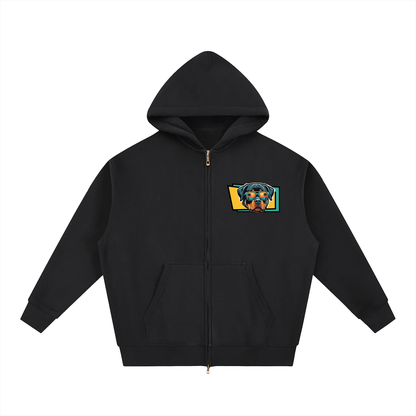 Oversized Fleece Boxy Hoodie Rottweiler