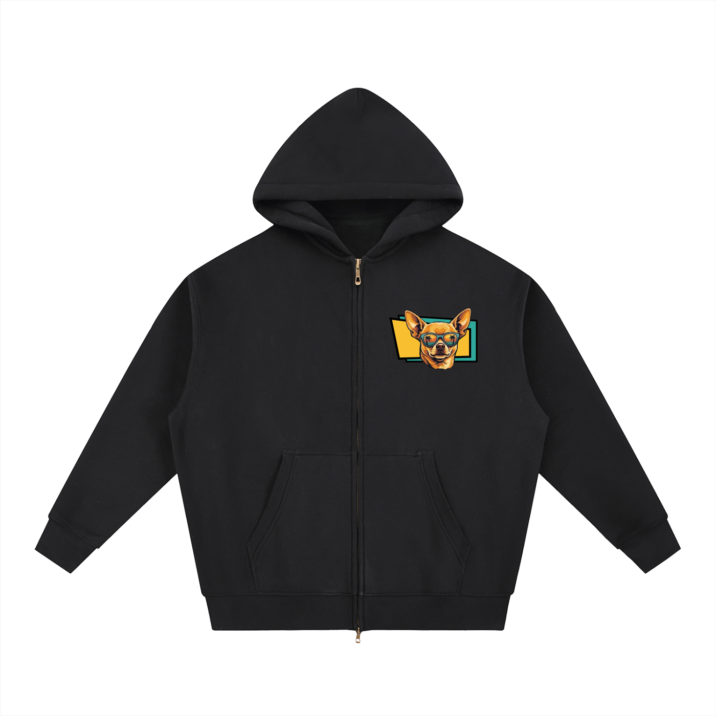 Oversized Fleece Boxy Hoodie Chihuahua