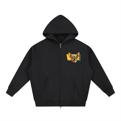 Oversized Fleece Boxy Hoodie Chihuahua