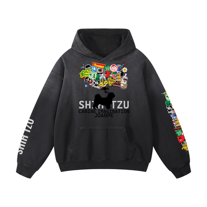 Heavyweight Sunfade Oversized Hoodie Shih Tzu