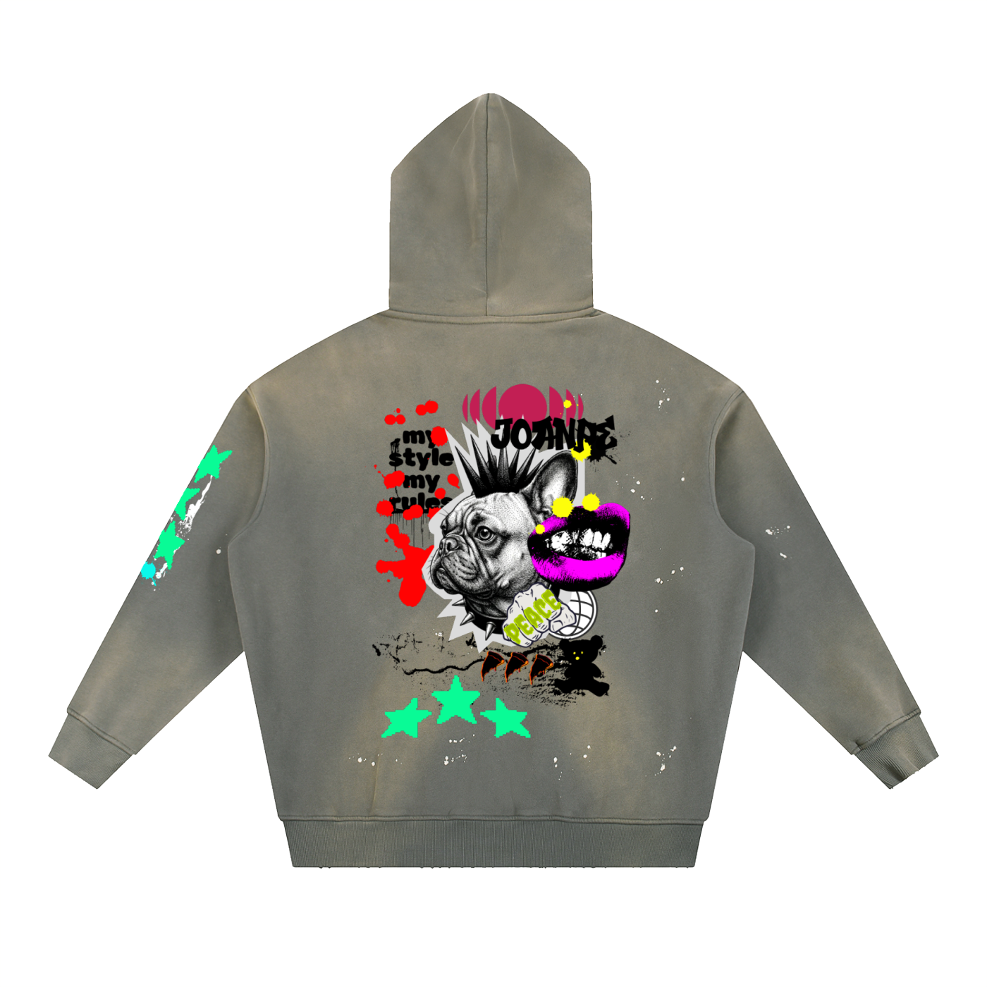 Vintage Washed Frayed Fleece Hoodie