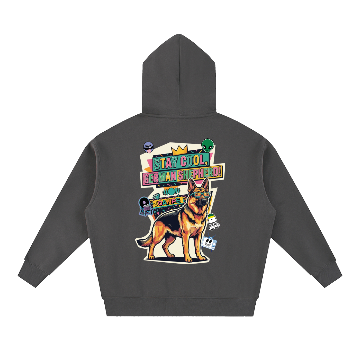 Oversized Fleece Boxy Hoodie German Shepherd