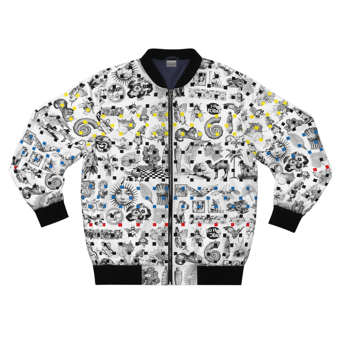 Graphic Collage Bomber Jacket — Retro Icons All-Over Print