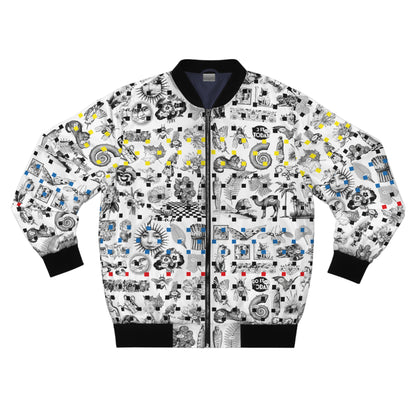 Graphic Collage Bomber Jacket — Retro Icons All-Over Print