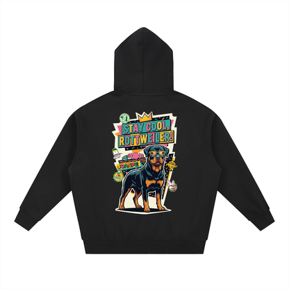 Oversized Fleece Boxy Hoodie Rottweiler