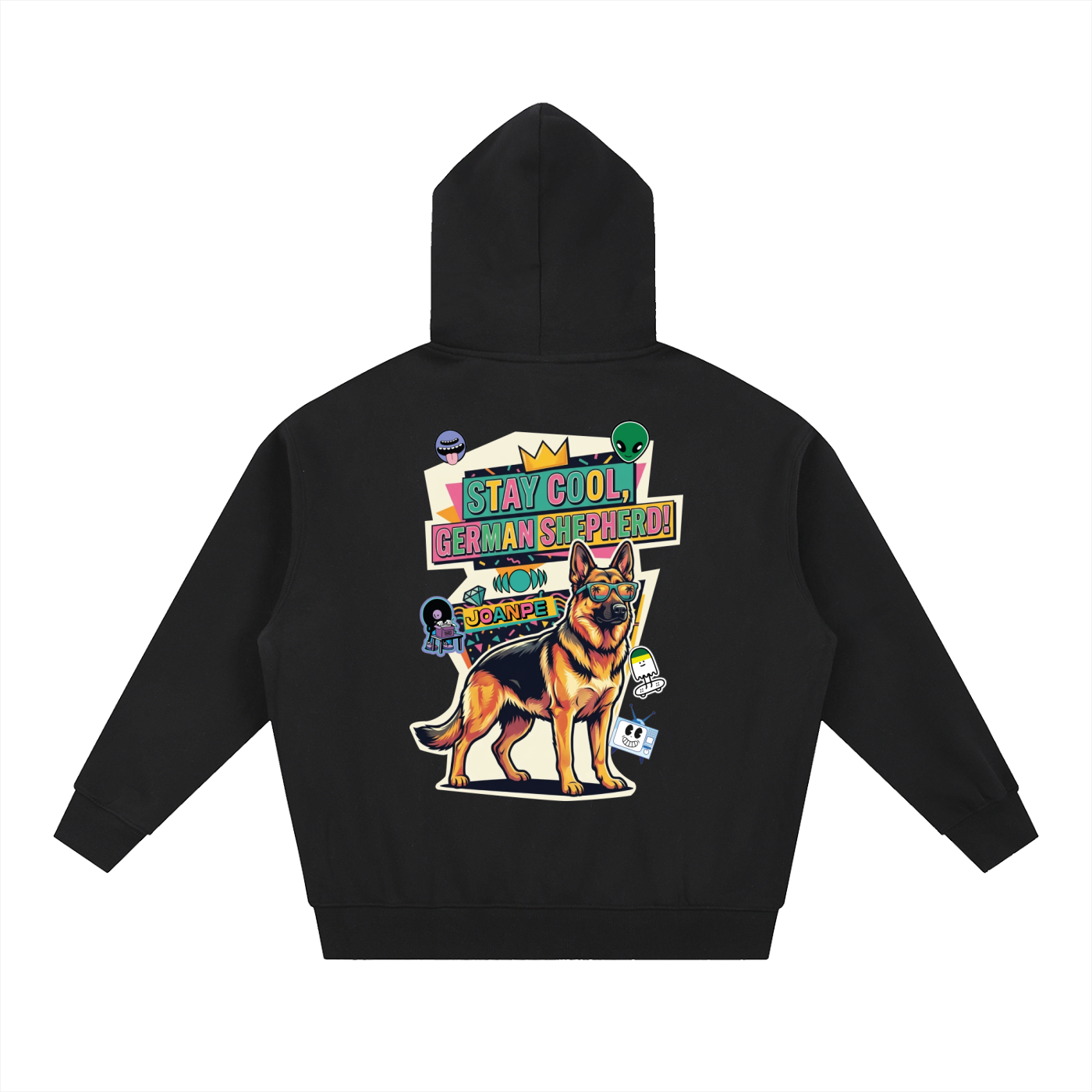 Oversized Fleece Boxy Hoodie German Shepherd