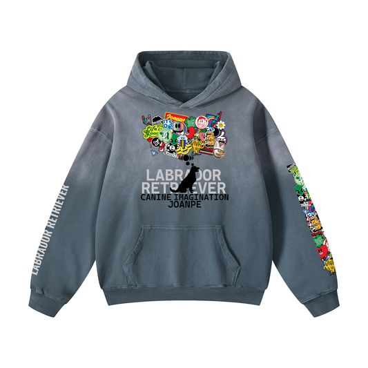 Heavyweight Sunfade Oversized Hoodie Labrador retriever