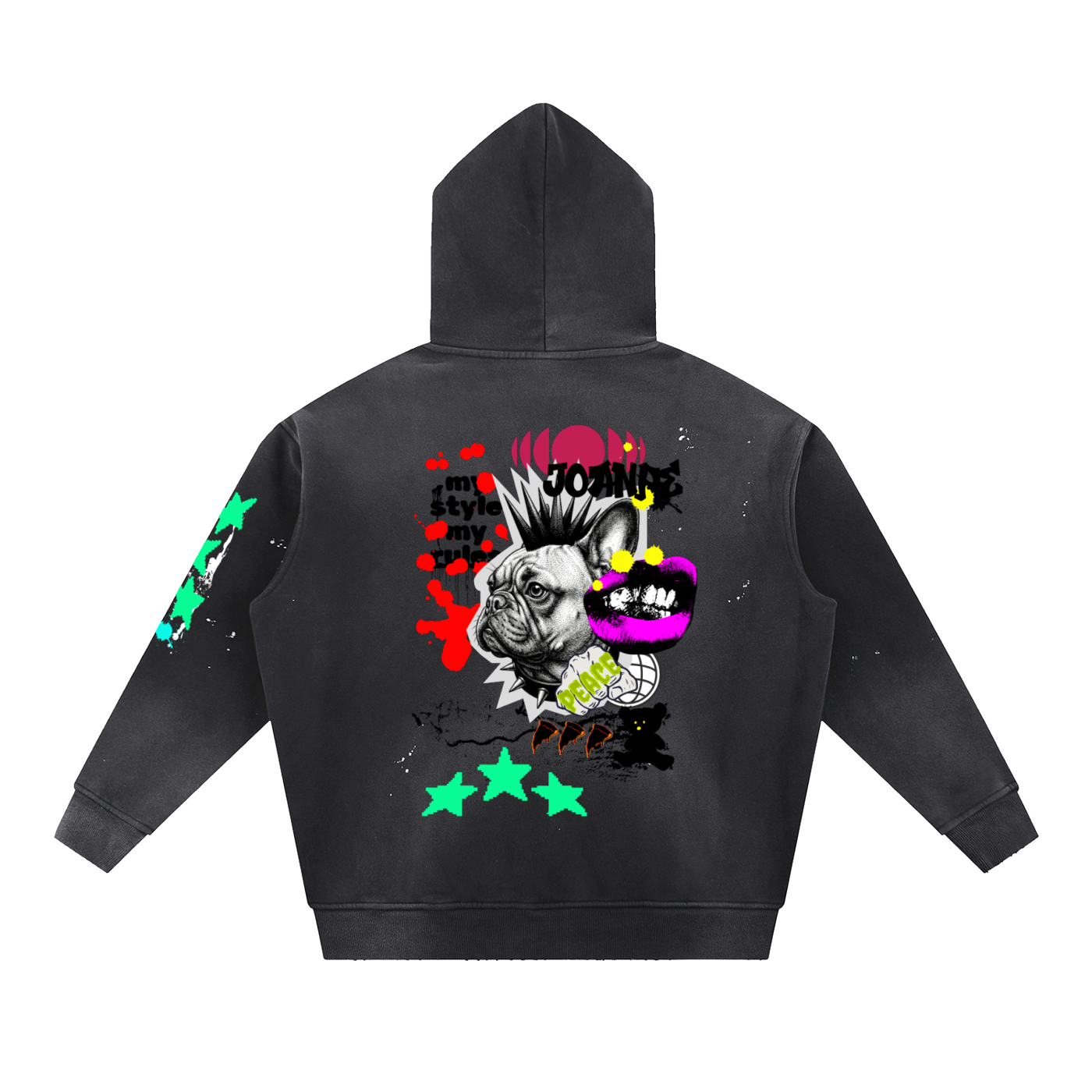 Vintage Washed Frayed Fleece Hoodie