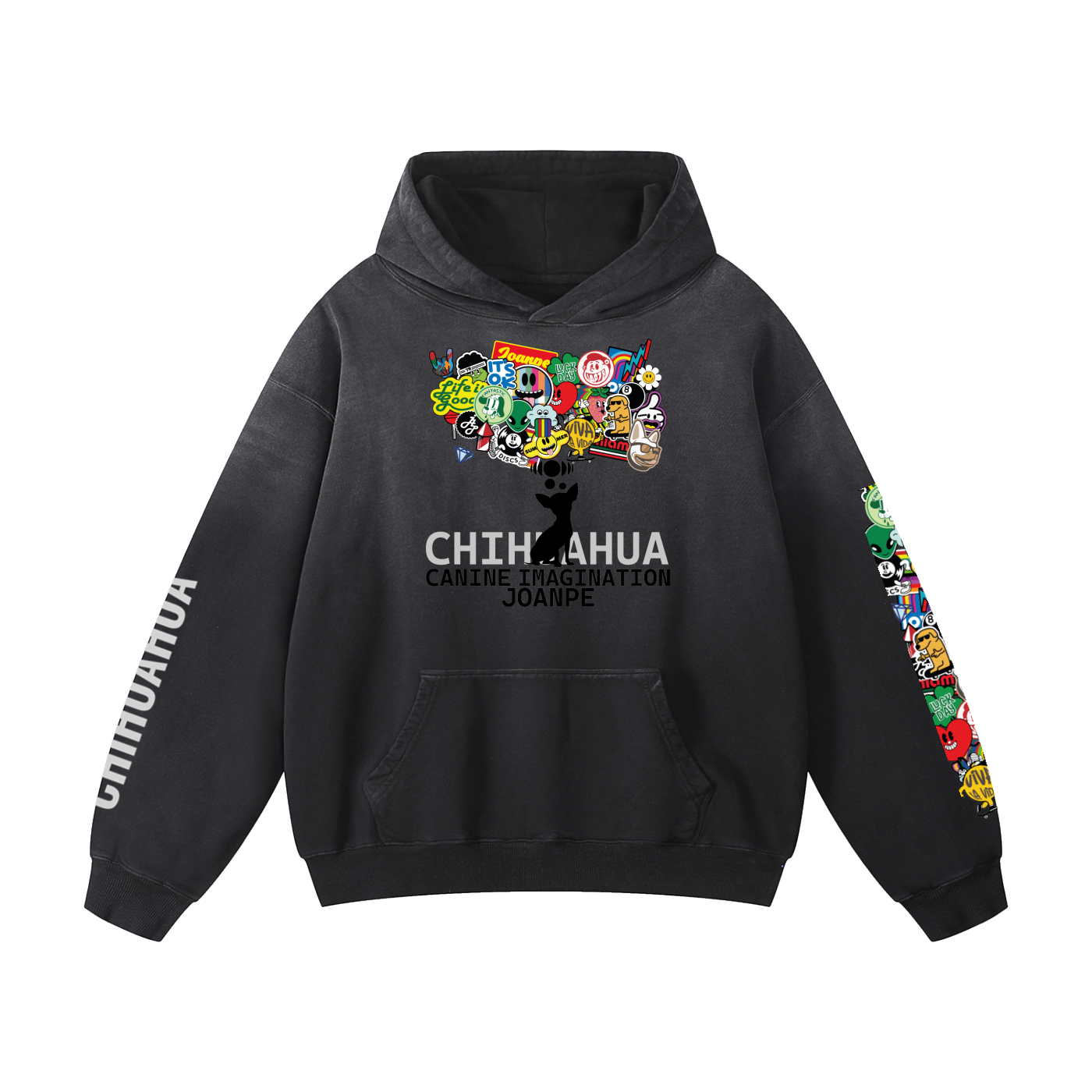 Heavyweight Sunfade Oversized Hoodie Chihuahua