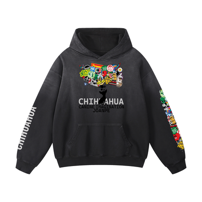 Heavyweight Sunfade Oversized Hoodie Chihuahua