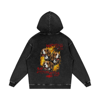 Snow Washed Loose Cotton Hoodie beagle