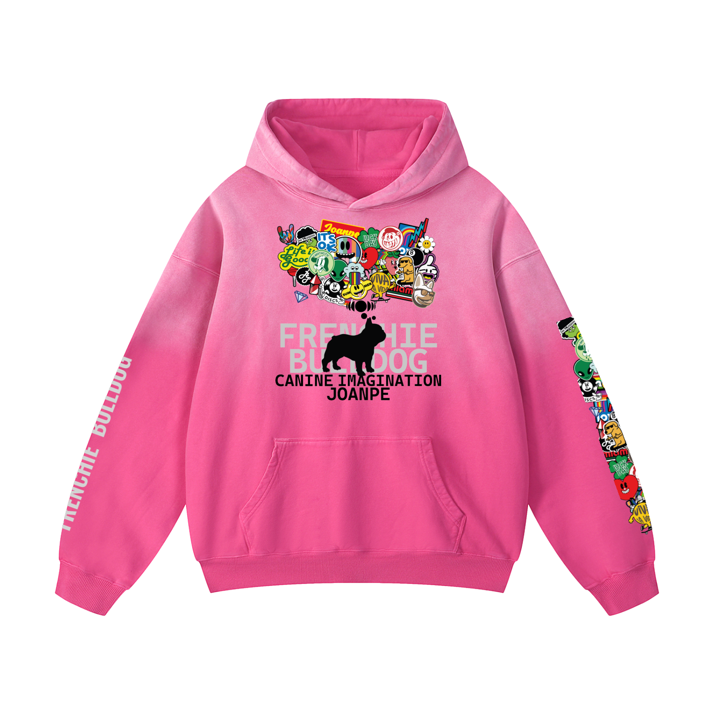 Heavyweight Sunfade Oversized Hoodie frenchie  bulldog
