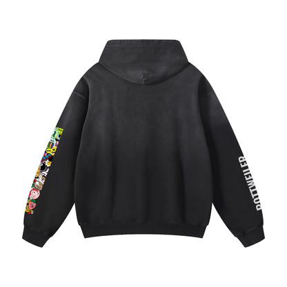 Heavyweight Sunfade Oversized Hoodie Rottweiler