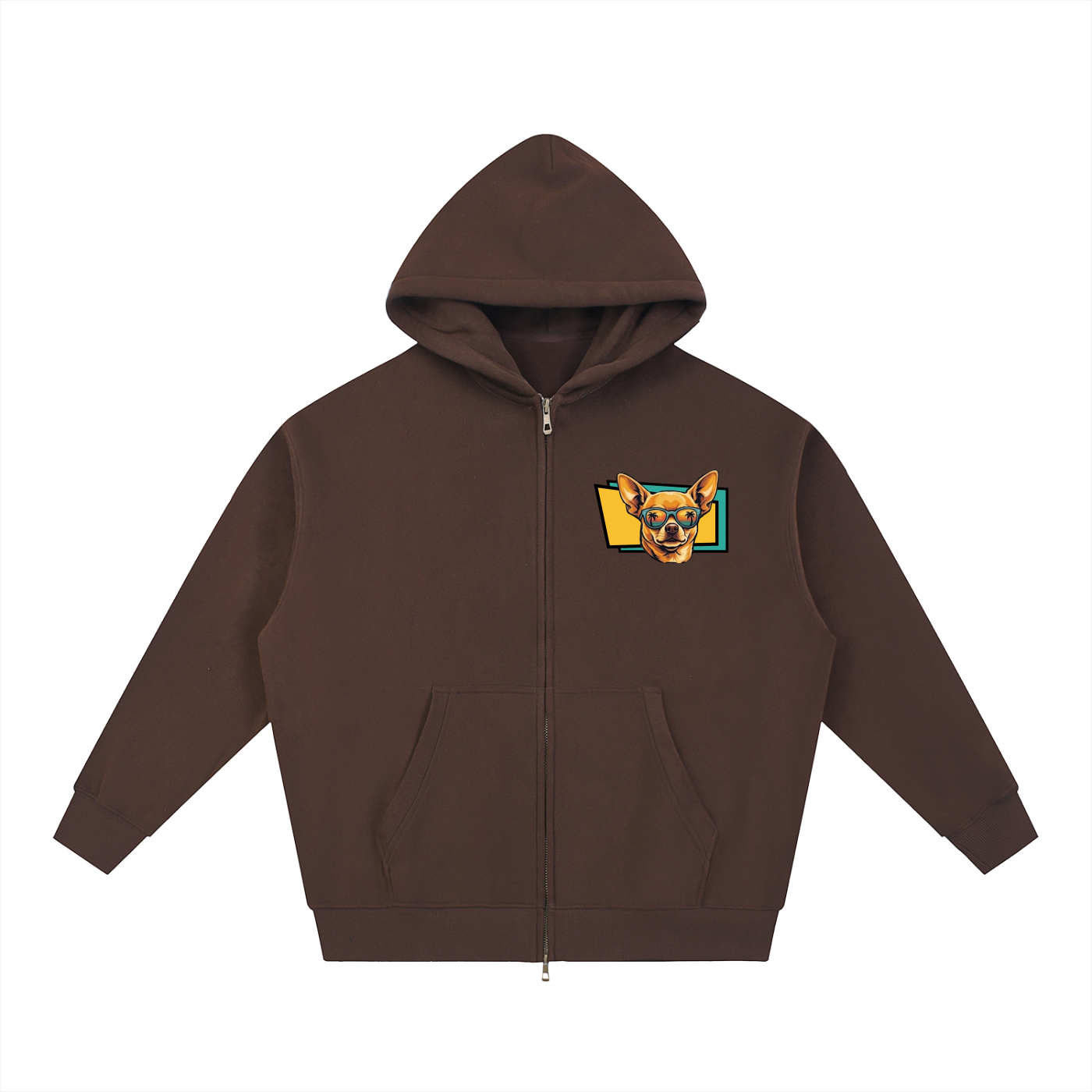 Oversized Fleece Boxy Hoodie Chihuahua