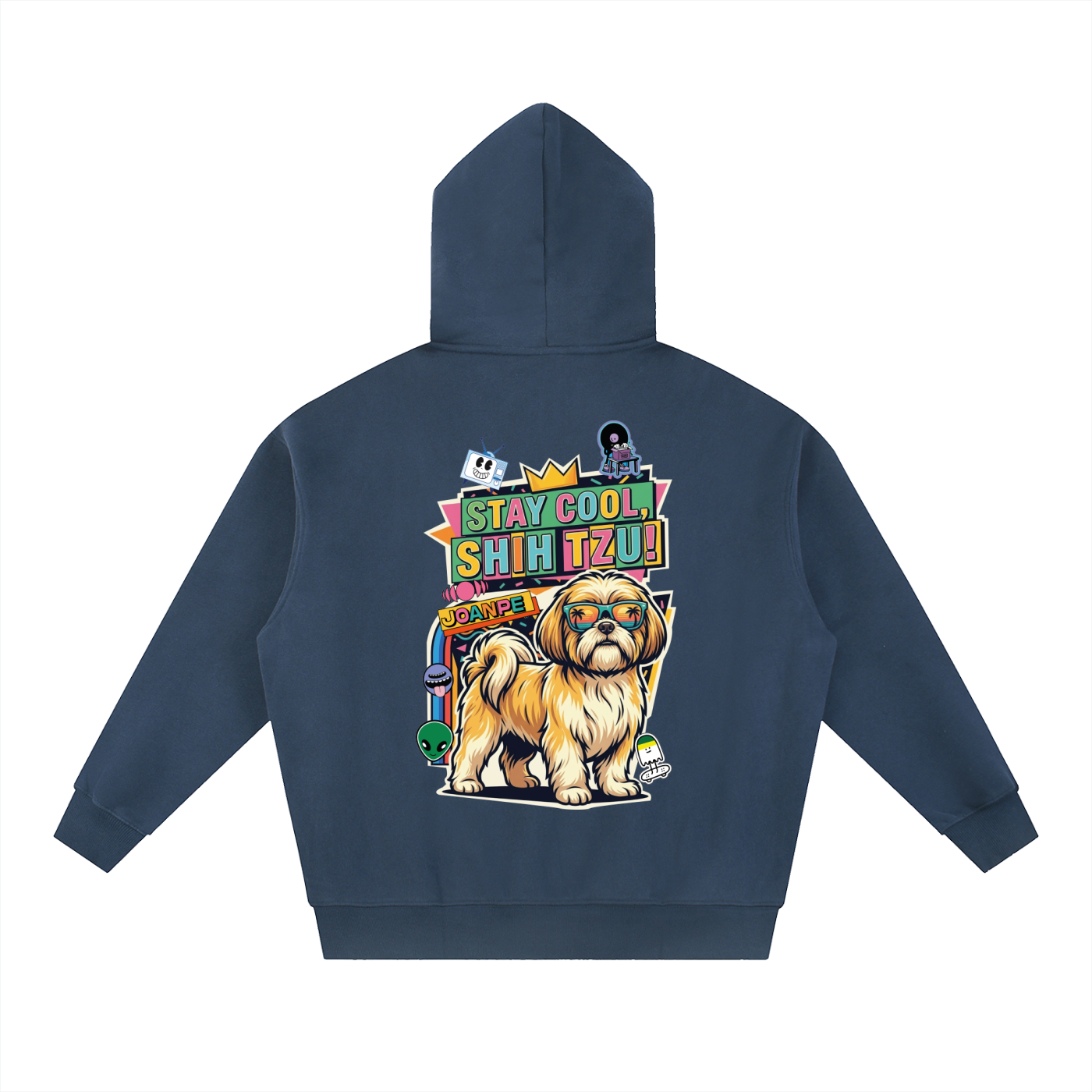 Oversized Fleece Boxy Hoodie Shih Tzu
